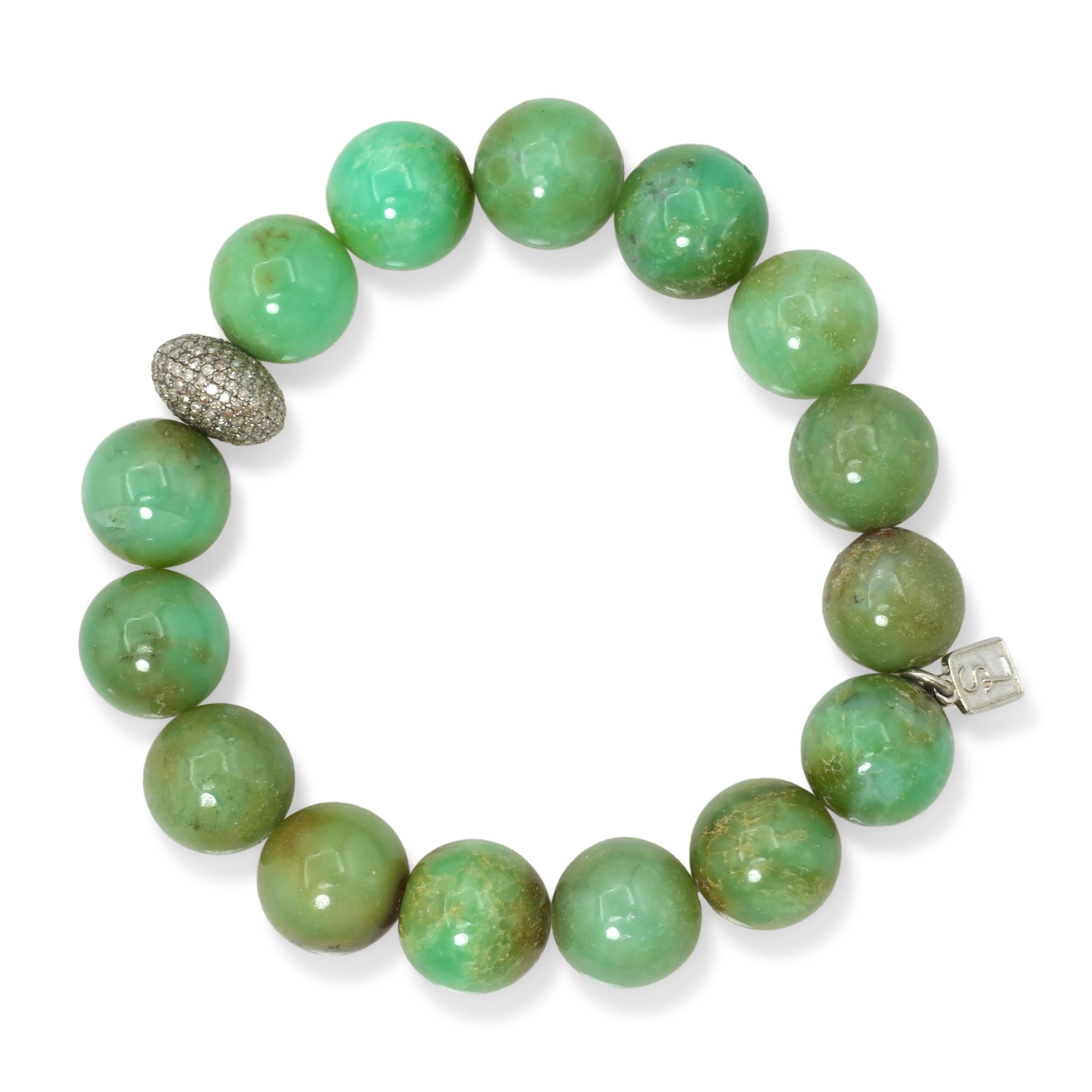 Sheryl Lowe Sterling Silver Chrysoprase Diamond Beaded Bracelet