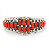 Vintage Southwestern Sterling Silver Coral Cuff Bracelet
