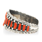 Vintage Southwestern Sterling Silver Coral Cuff Bracelet