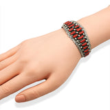 Vintage Southwestern Sterling Silver Coral Cuff Bracelet