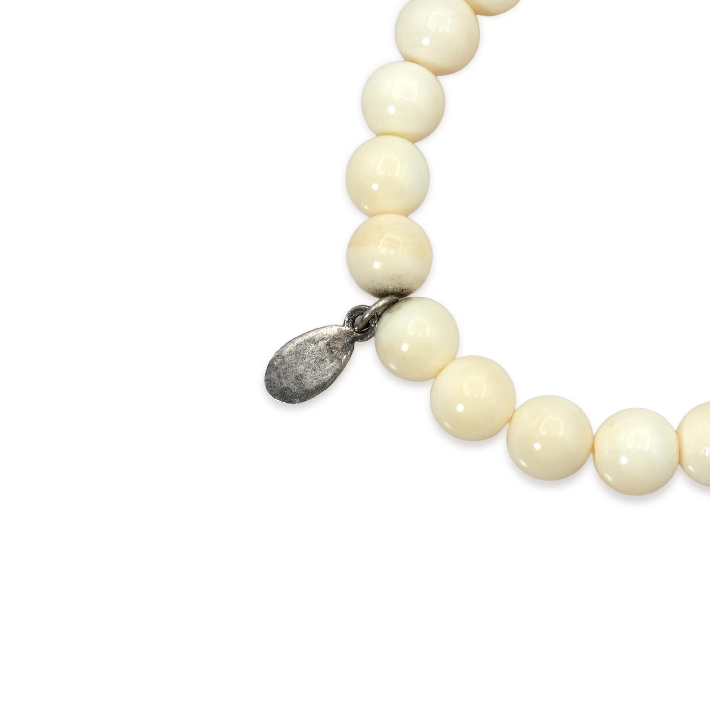 Sheryl Lowe Sterling Silver Diamond WhiteBone Beaded Bracelet