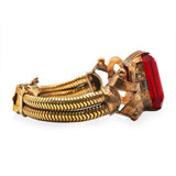 Vintage Gold-Filled Red Paste and Rhinestone Bracelet