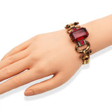 Vintage Gold-Filled Red Paste and Rhinestone Bracelet