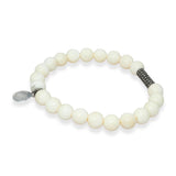 Sheryl Lowe Sterling Silver Diamond White BoneBead Stretch Bracelet