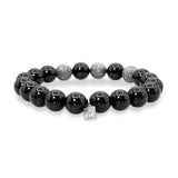 Sheryl Lowe Sterling Silver Diamond Black Onyx Bead Bracelet