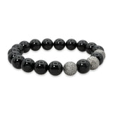 Sheryl Lowe Sterling Silver Diamond Black Onyx Bead Bracelet