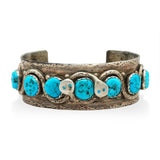Vintage Effie Calavaza Zuni Sterling Silver Turquoise Snake Cuff