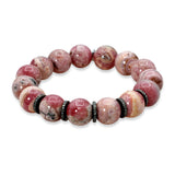 Sheryl Lowe Sterling Silver Rhodochrosite Diamond Bead Bracelet