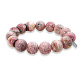 Sheryl Lowe Sterling Silver Rhodochrosite Diamond Bead Bracelet