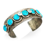 Vintage Effie Calavaza Zuni Sterling Silver Turquoise Snake Cuff