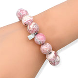 Sheryl Lowe Sterling Silver Rhodochrosite Diamond Bead Bracelet