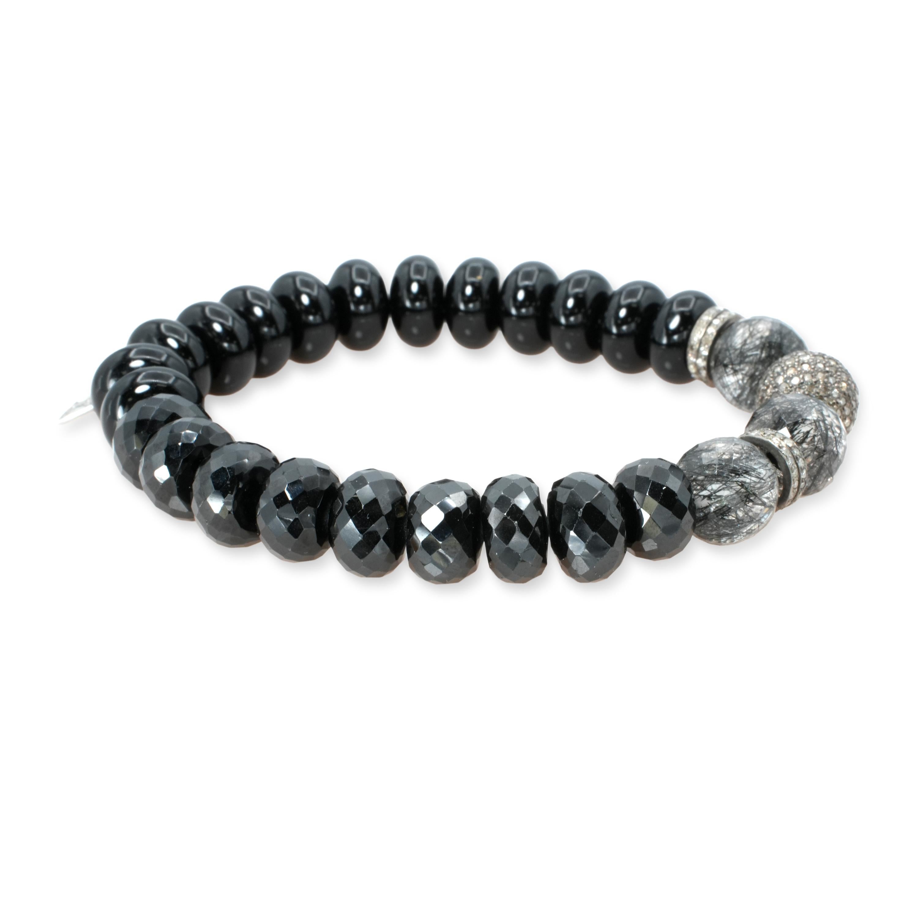 Sheryl Lowe Sterling Silver Black Onyx Diamond Bracelet