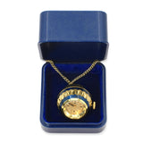 Vintage Bucherer Gold Tone Blue Enamel Pendant Watch Necklace