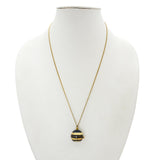 Vintage Bucherer Gold Tone Blue Enamel Pendant Watch Necklace