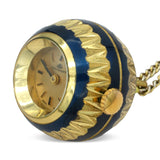 Vintage Bucherer Gold Tone Blue Enamel Pendant Watch Necklace