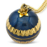 Vintage Bucherer Gold Tone Blue Enamel Pendant Watch Necklace