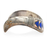 Vintage Tèmè Southwestern Sterling Silver Lapis & Spiny Oyster Shell Cuff
