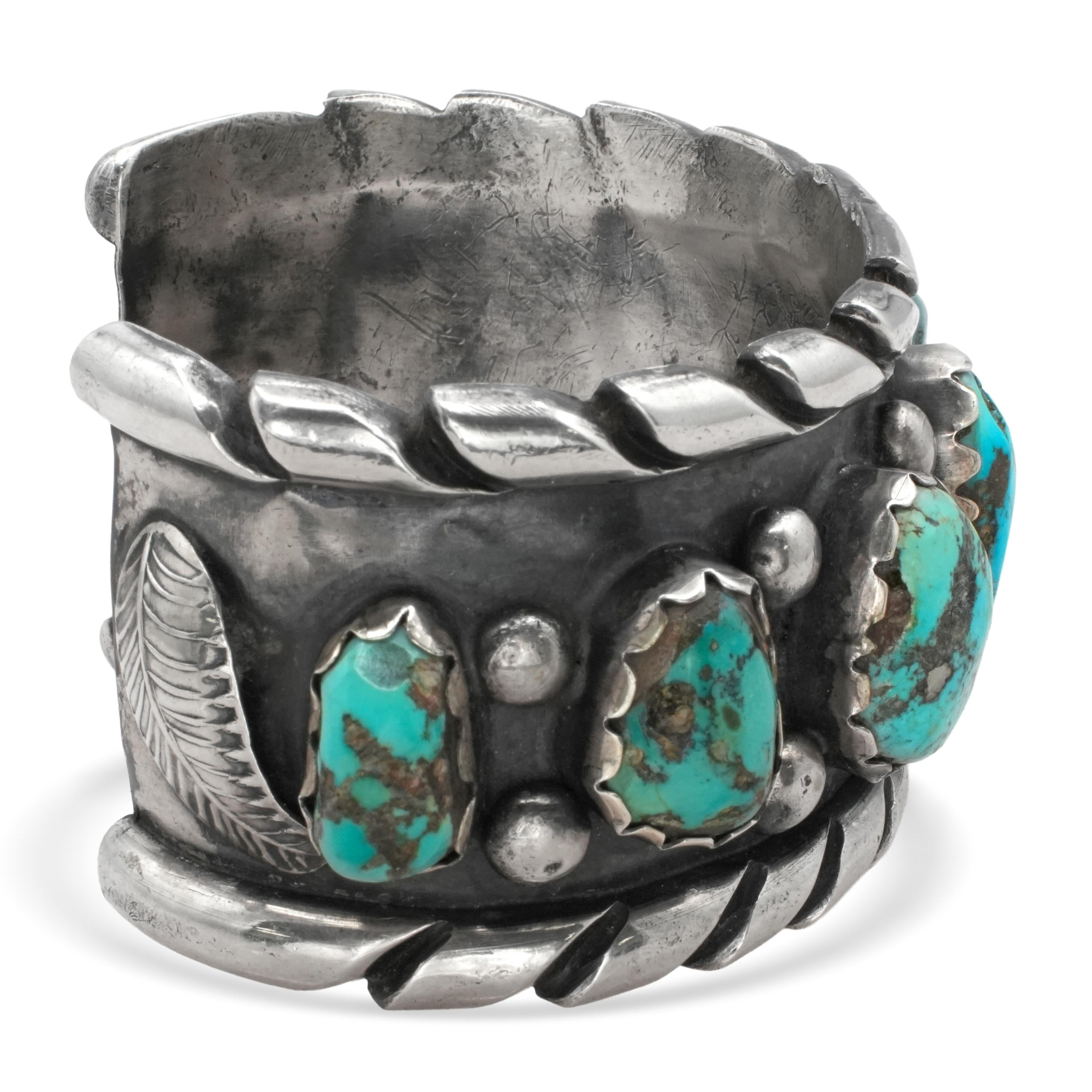 Vintage Southwestern Sterling Silver Turquoise Cuff