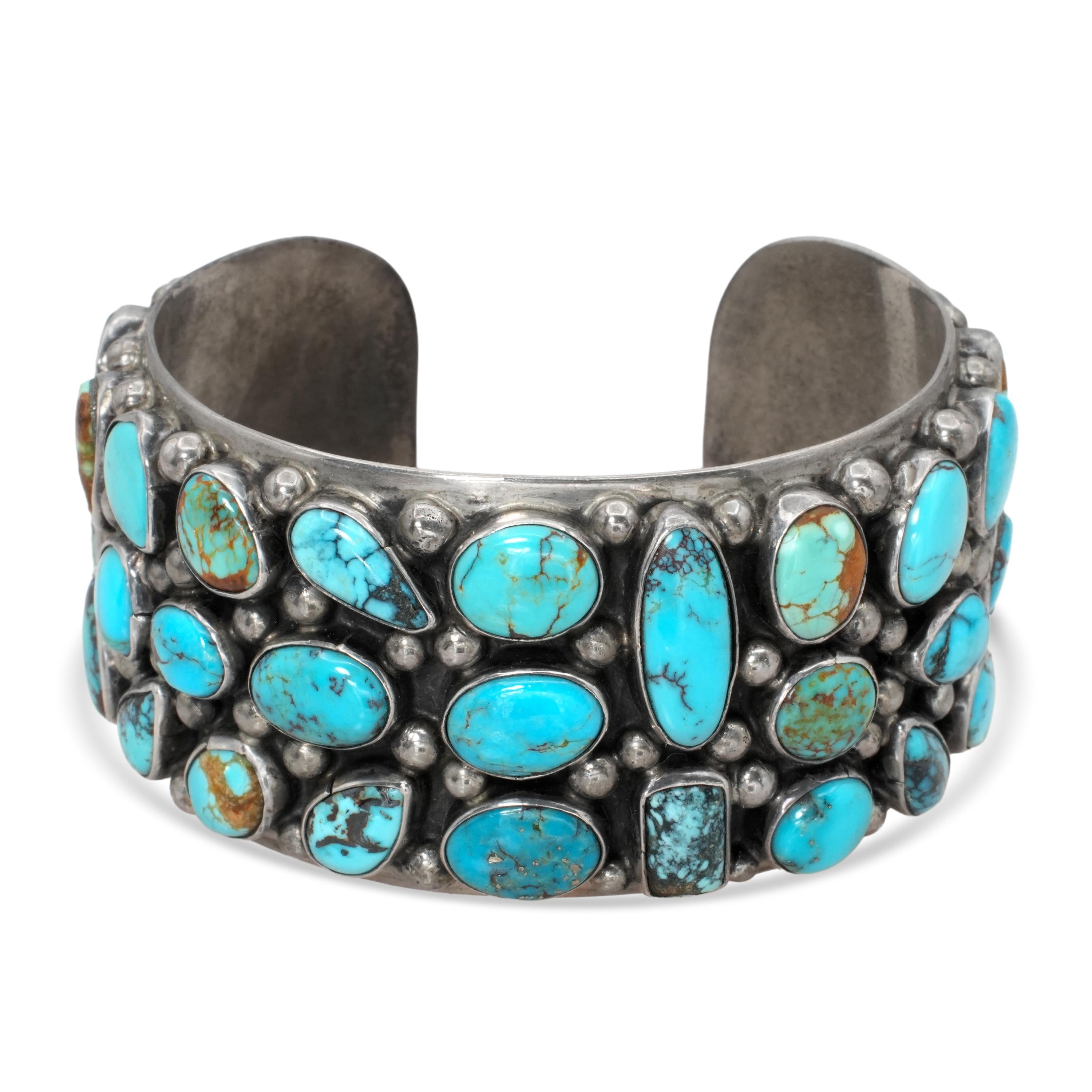 Vintage Navajo Tommy Moore Sterling Silver Turquoise Cuff