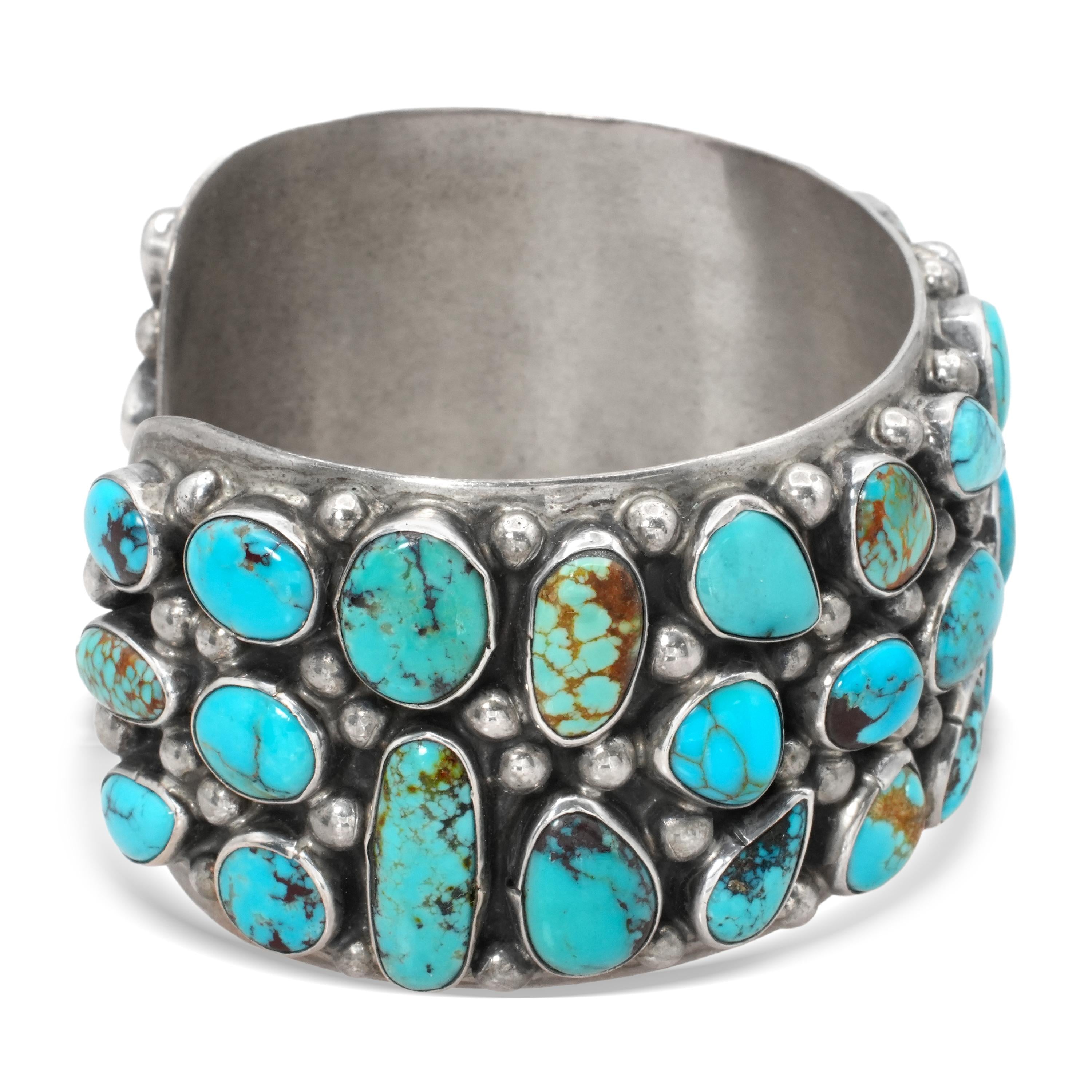 Vintage Navajo Tommy Moore Sterling Silver Turquoise Cuff