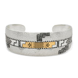 Vintage Roderick Tenorio Sterling Silver 14K Gold Geometric Cuff Bracelet