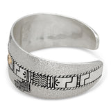 Vintage Roderick Tenorio Sterling Silver 14K Gold Geometric Cuff Bracelet