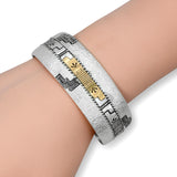 Vintage Roderick Tenorio Sterling Silver 14K Gold Geometric Cuff Bracelet