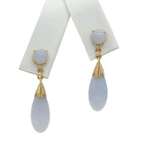 14K Gold Lavender Jade Drop Earrings