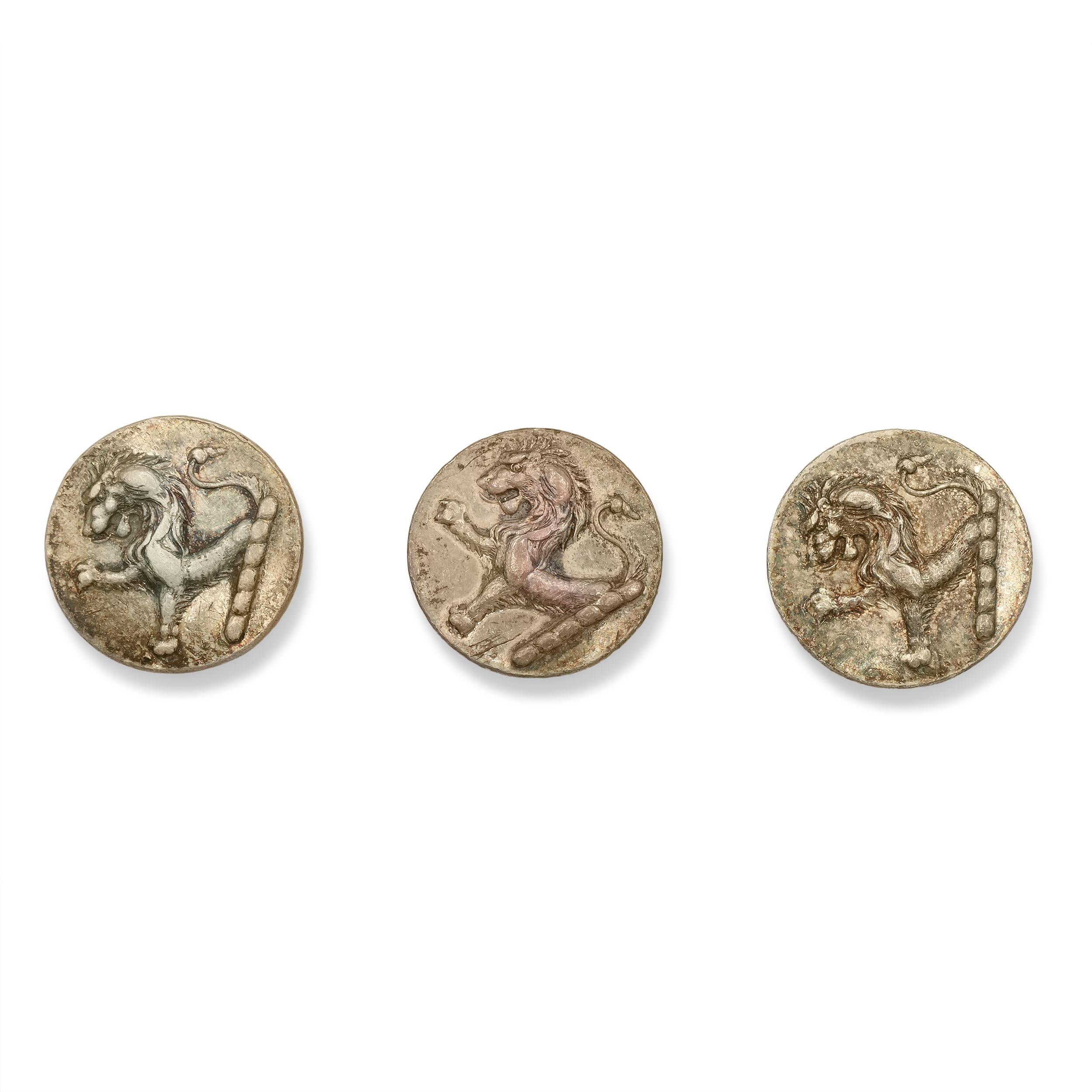 Vintage Tiffany & Co. Sterling Silver Lion Buttons Set of 3