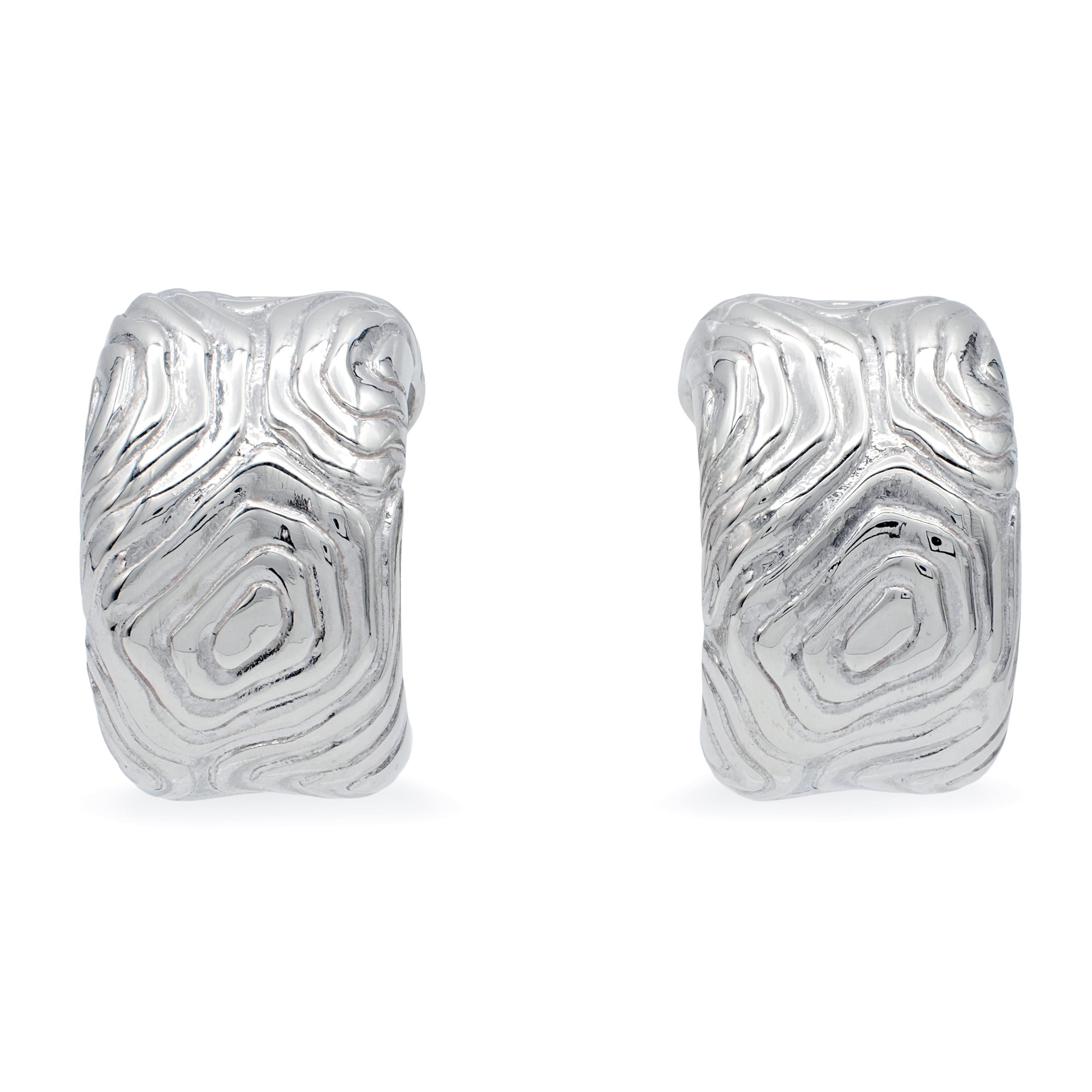 Vintage Tiffany & Co. Sterling Silver Wood Grain Clip-On Earrings