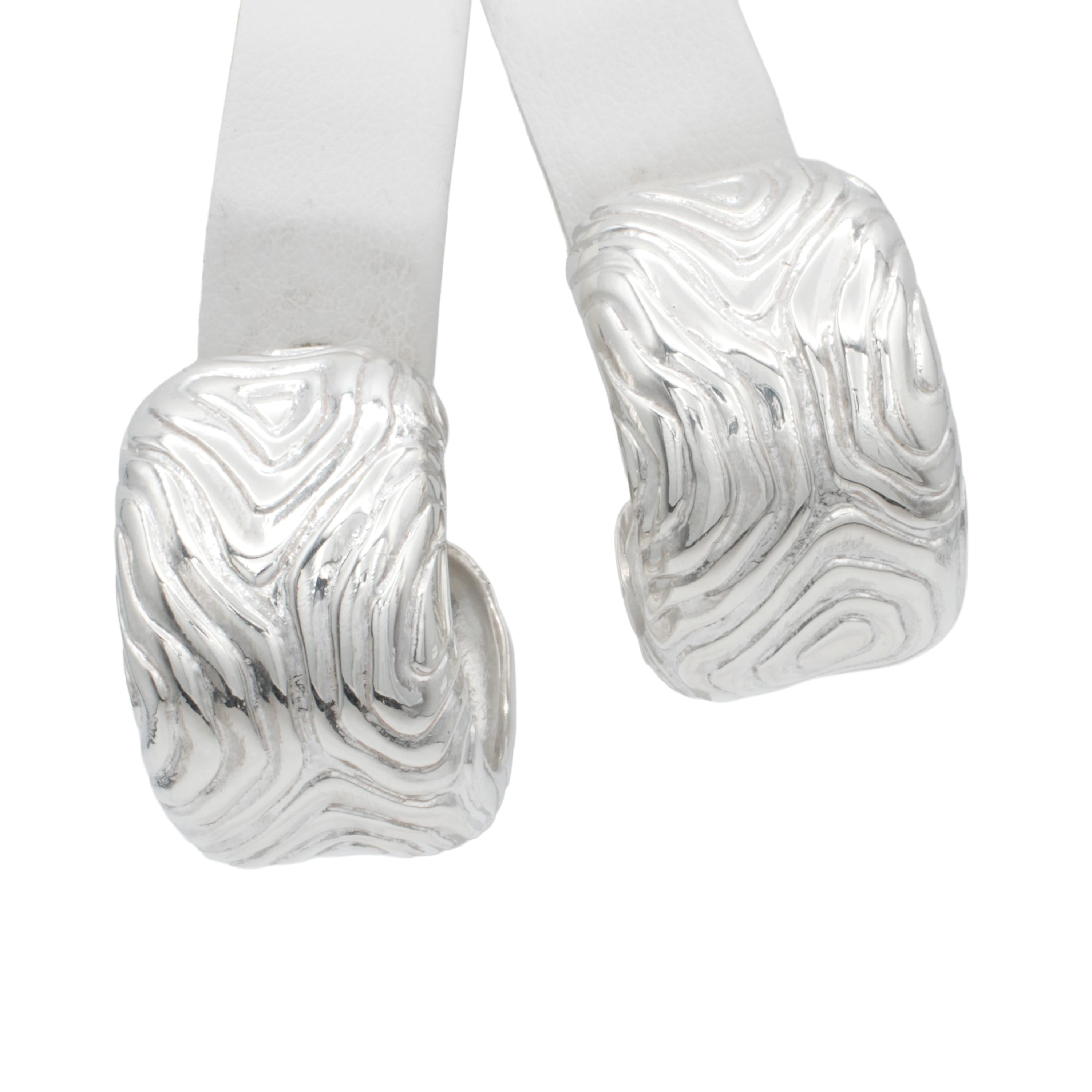 Vintage Tiffany & Co. Sterling Silver Wood Grain Clip-On Earrings