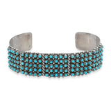 Zuni Pete & Vivian Haloo Sterling Silver Snake Eye Turquoise Cuff