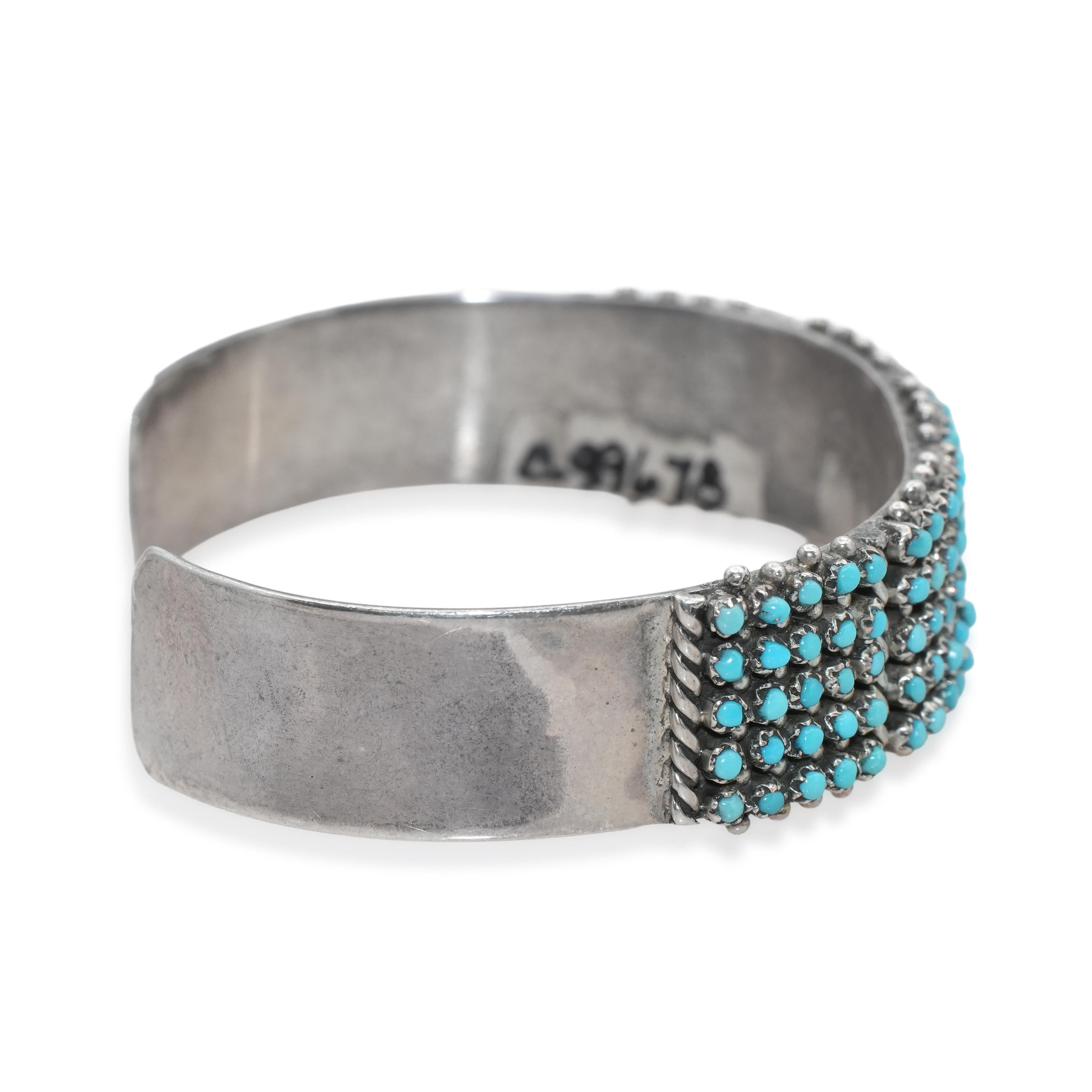 Zuni Pete & Vivian Haloo Sterling Silver Snake Eye Turquoise Cuff