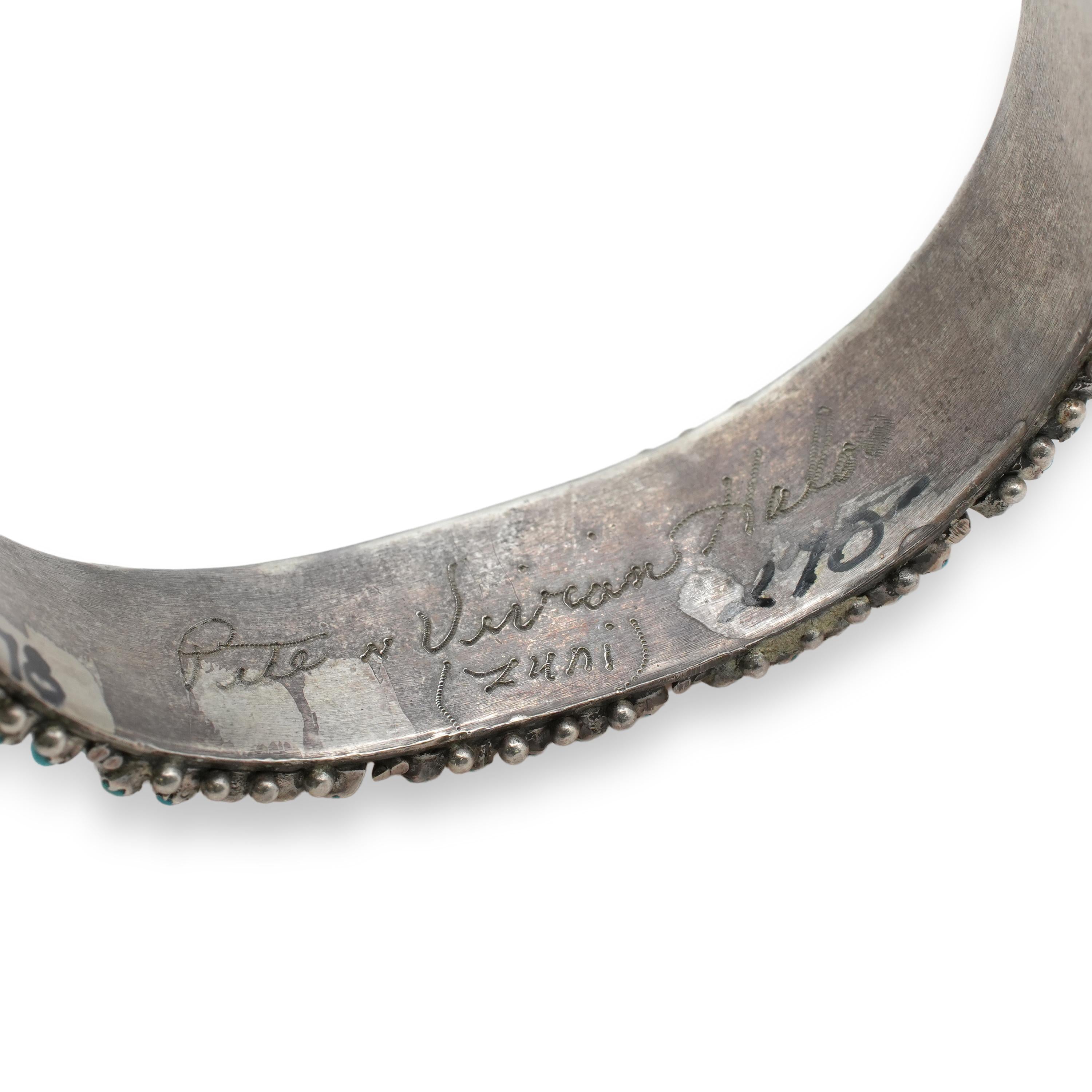 Zuni Pete & Vivian Haloo Sterling Silver Snake Eye Turquoise Cuff