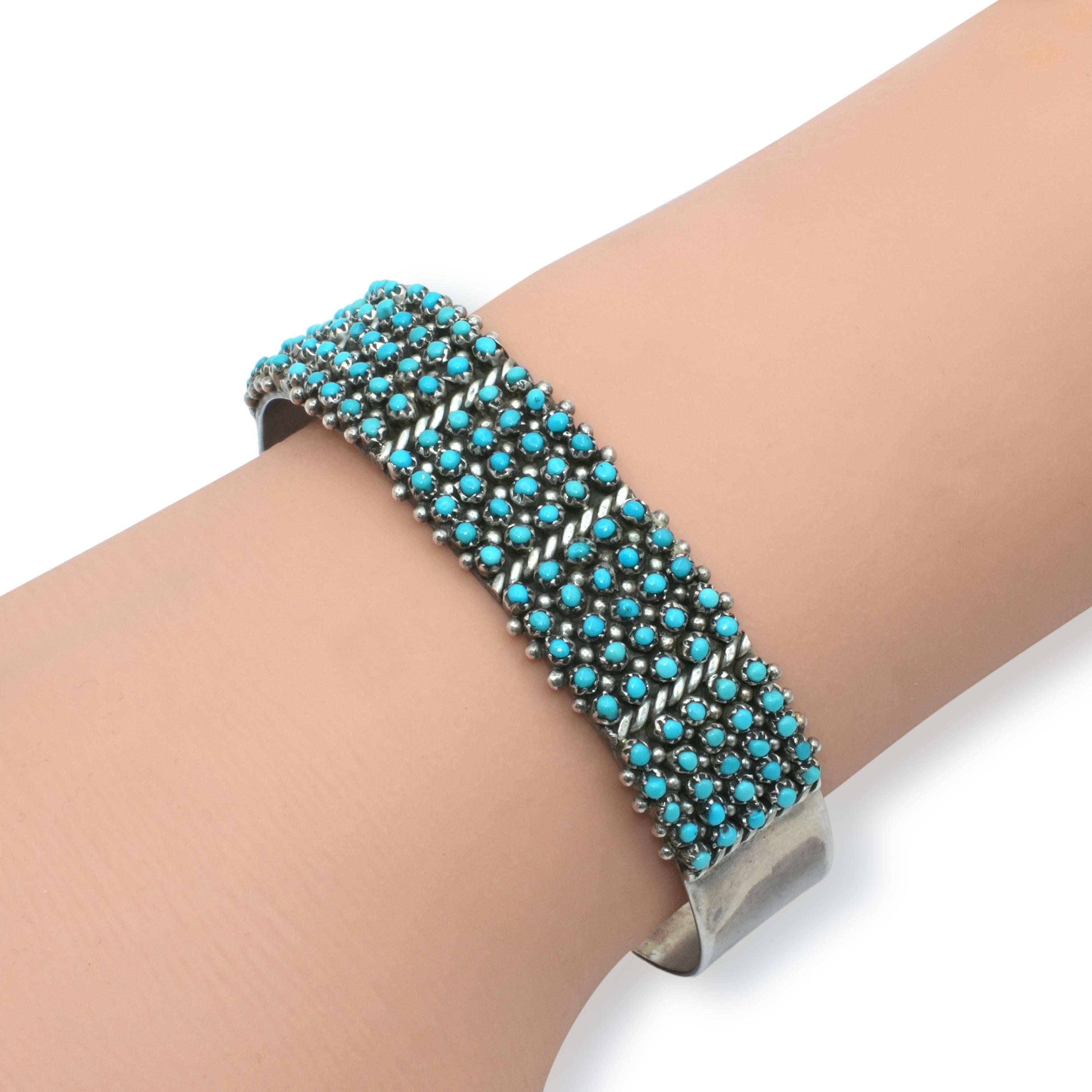 Zuni Pete & Vivian Haloo Sterling Silver Snake Eye Turquoise Cuff