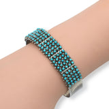 Zuni Pete & Vivian Haloo Sterling Silver Snake Eye Turquoise Cuff