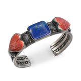 Vintage Navajo Sterling Silver Lapis Lazuli Spiny Oyster Heart Cuff