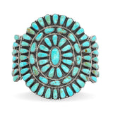Larry Moses Begay Navajo Sterling Silver Turquoise Cluster Cuff Bracelet
