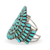 Larry Moses Begay Navajo Sterling Silver Turquoise Cluster Cuff Bracelet
