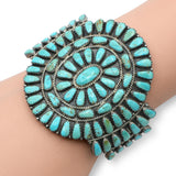 Larry Moses Begay Navajo Sterling Silver Turquoise Cluster Cuff Bracelet
