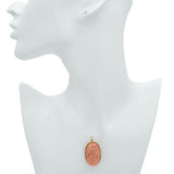 Vintage 14k Yellow Gold Framed Coral Cameo Pendant Brooch