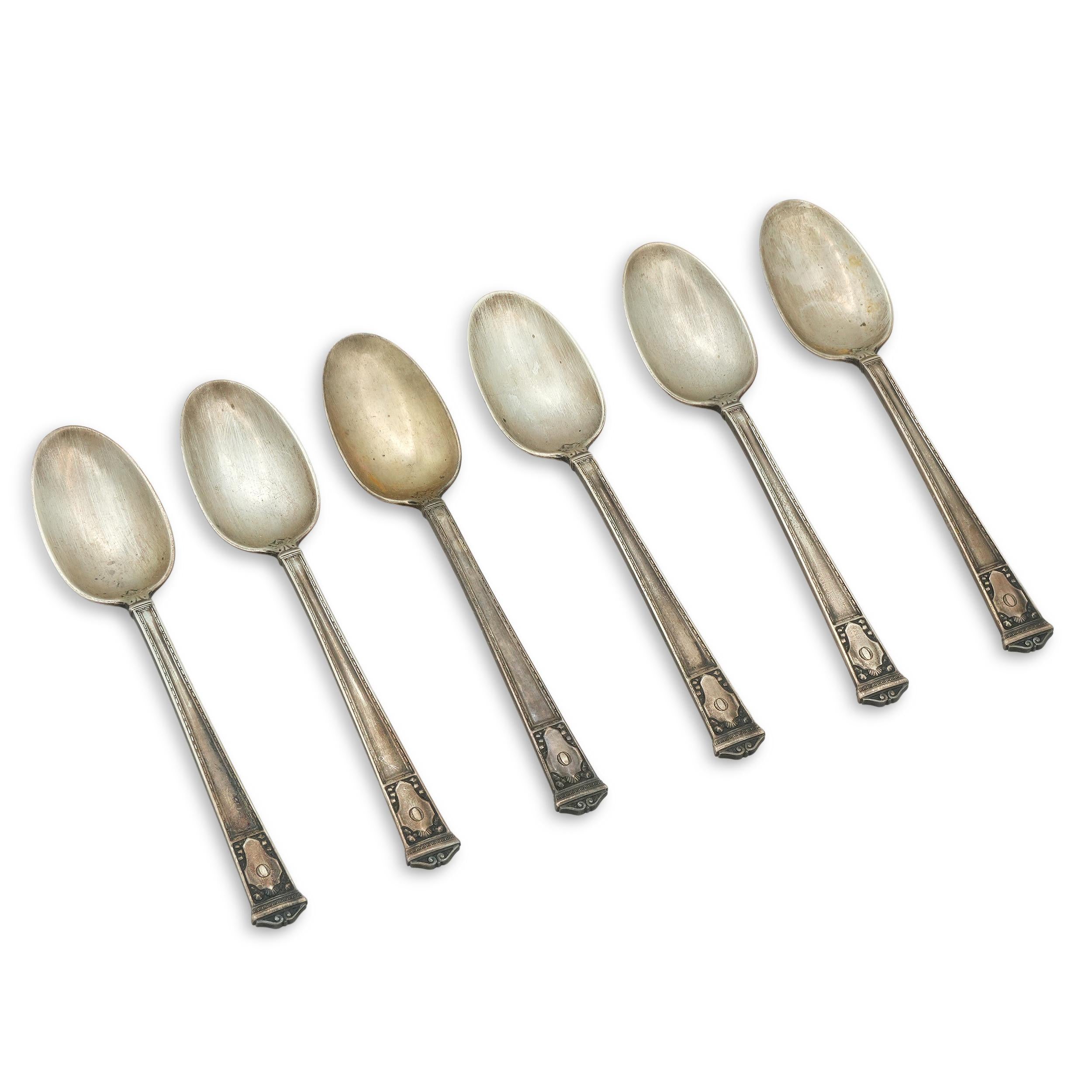Tiffany & Co. San Lorenzo Demitasse Coffee Spoon Set of 6 with Roll Case