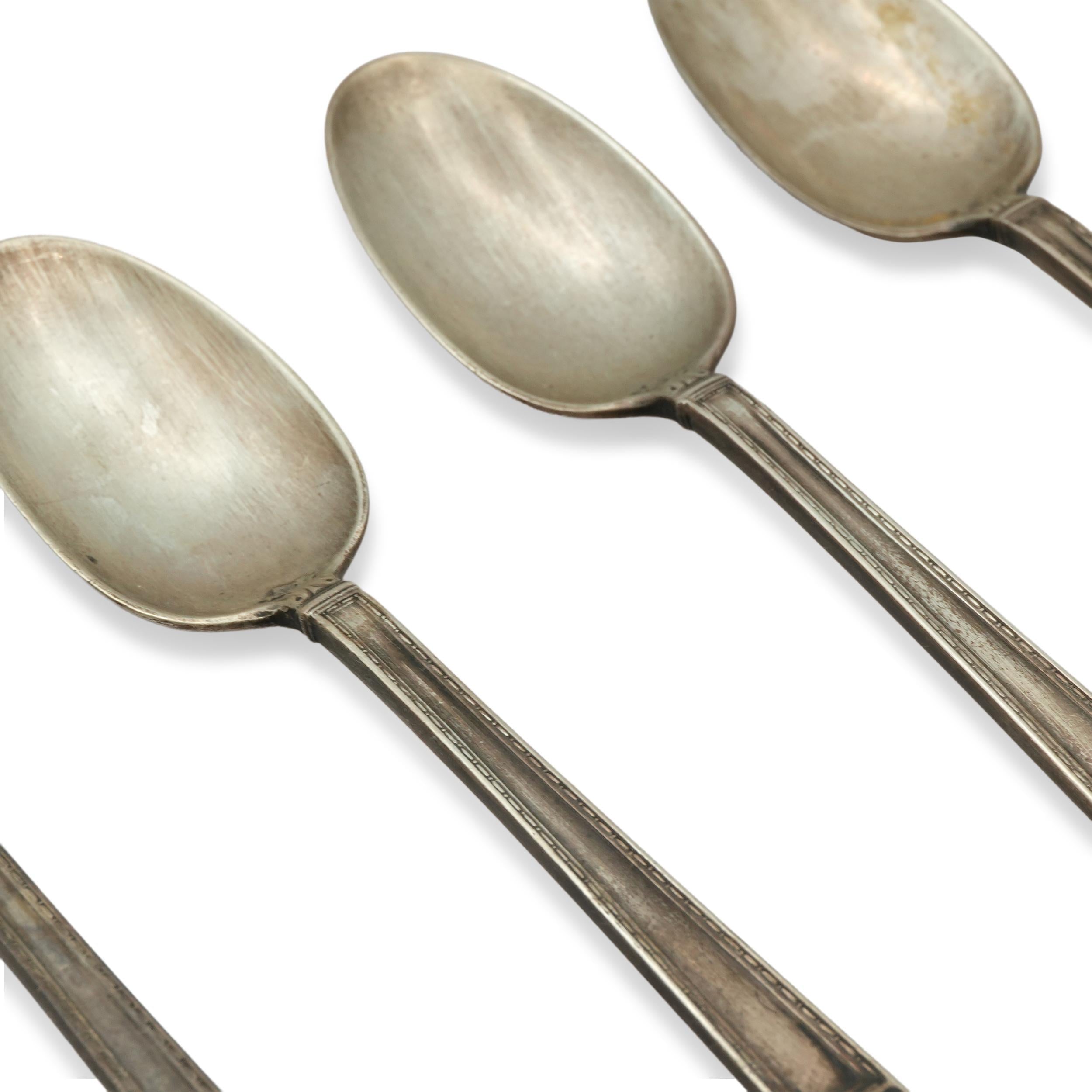 Tiffany & Co. San Lorenzo Demitasse Coffee Spoon Set of 6 with Roll Case