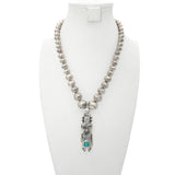 Navajo Sterling Silver Turquoise Figural Pendant Navajo Pearl Necklace