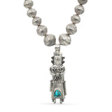 Navajo Sterling Silver Turquoise Figural Pendant Navajo Pearl Necklace