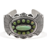 Vintage James Shay Sterling Silver Green Turquoise Cluster Cuff