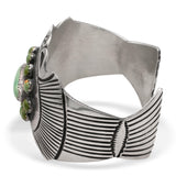 Vintage James Shay Sterling Silver Green Turquoise Cluster Cuff