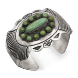 Vintage James Shay Sterling Silver Green Turquoise Cluster Cuff