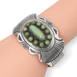 Vintage James Shay Sterling Silver Green Turquoise Cluster Cuff