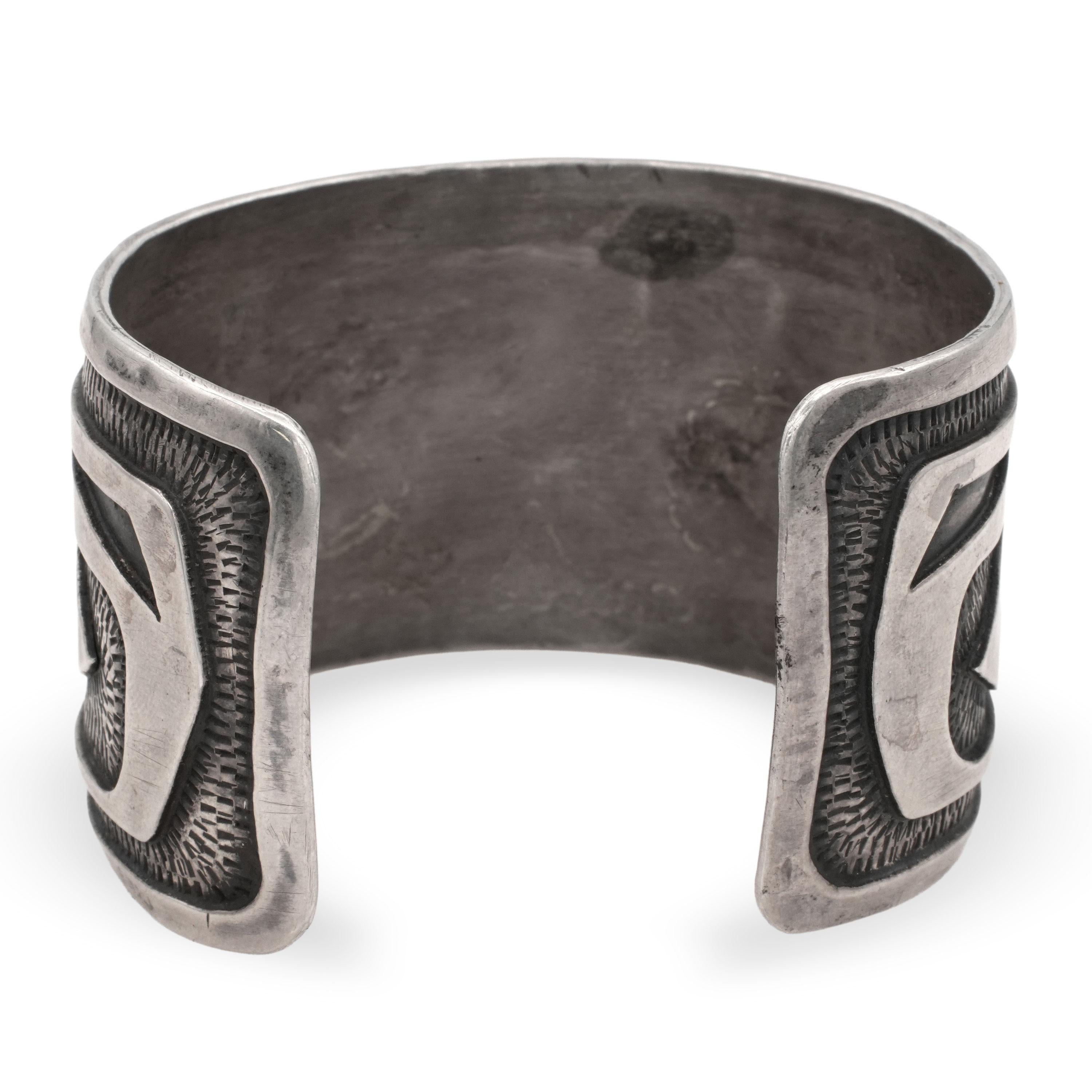 Vintage 1975 Tlingit Northwest Coast Sterling Silver Raven Cuff